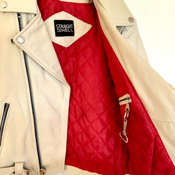 Luxury White Leather Jacket - Picture 3 of 12
